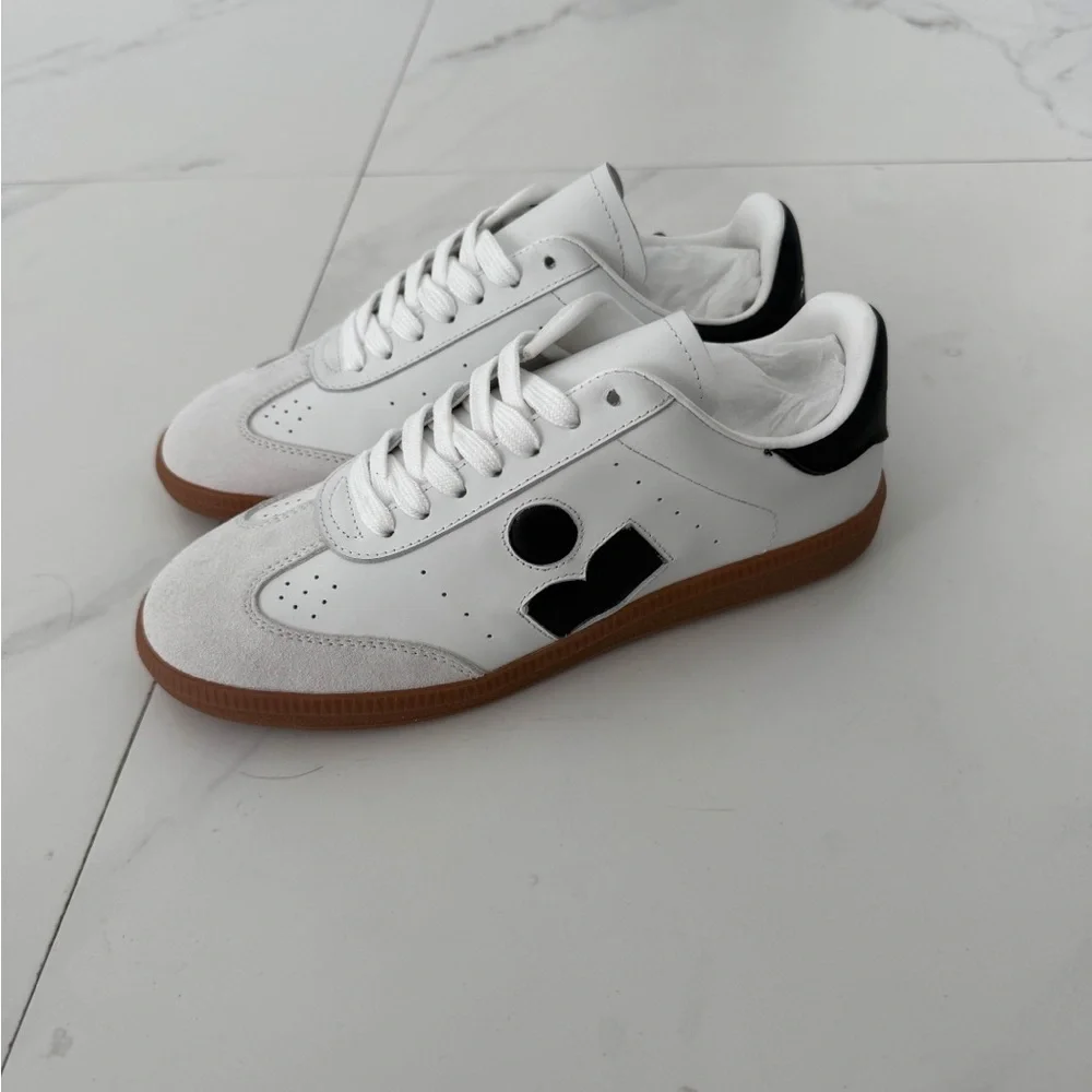 Isabel Marant White Black Brown Gum-sole Low-Top Sneakers - Picture 3 of 4
